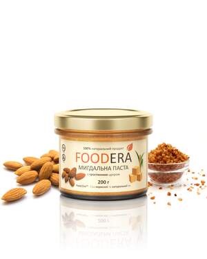 Мигдальна паста «З ТРОСТИННИМ ЦУКРОМ» 200г від FOODERA