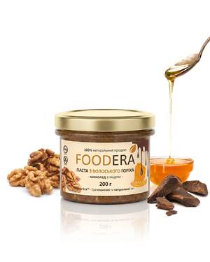 Паста з волоського горіха «ШОКОЛАД З МЕДОМ» 200г від FOODERA